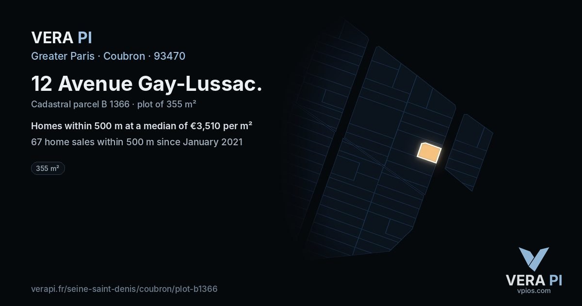 12 Avenue Gay-Lussac, Coubron at night – the plot lit, the parcels around coloured by the prices near them