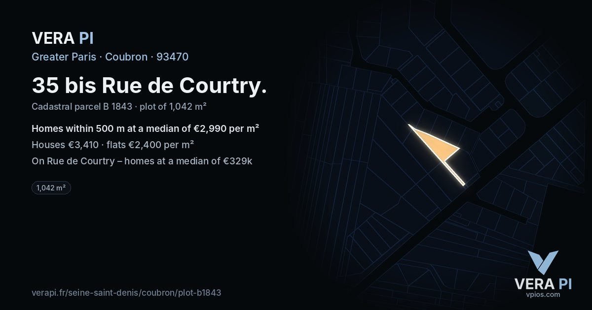 35 bis Rue de Courtry, Coubron at night – the plot lit, the parcels around coloured by the prices near them