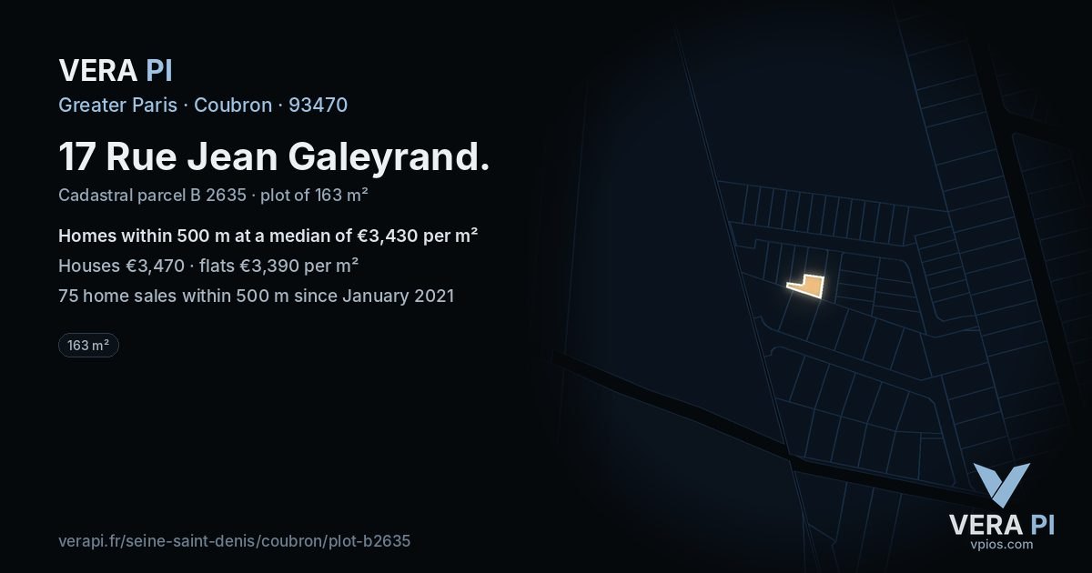 17 Rue Jean Galeyrand, Coubron at night – the plot lit, the parcels around coloured by the prices near them