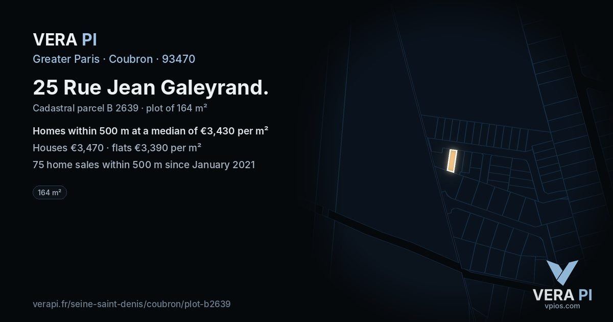 25 Rue Jean Galeyrand, Coubron at night – the plot lit, the parcels around coloured by the prices near them