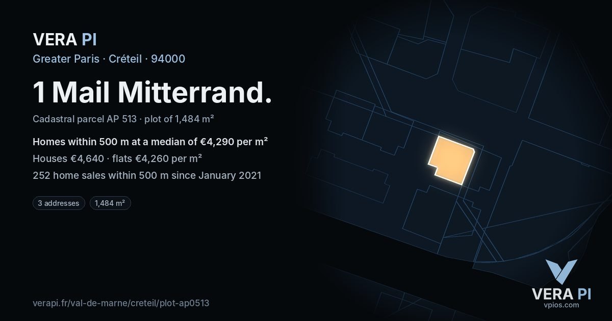1 Mail Mitterrand, Créteil at night – the plot lit, the parcels around coloured by the prices near them