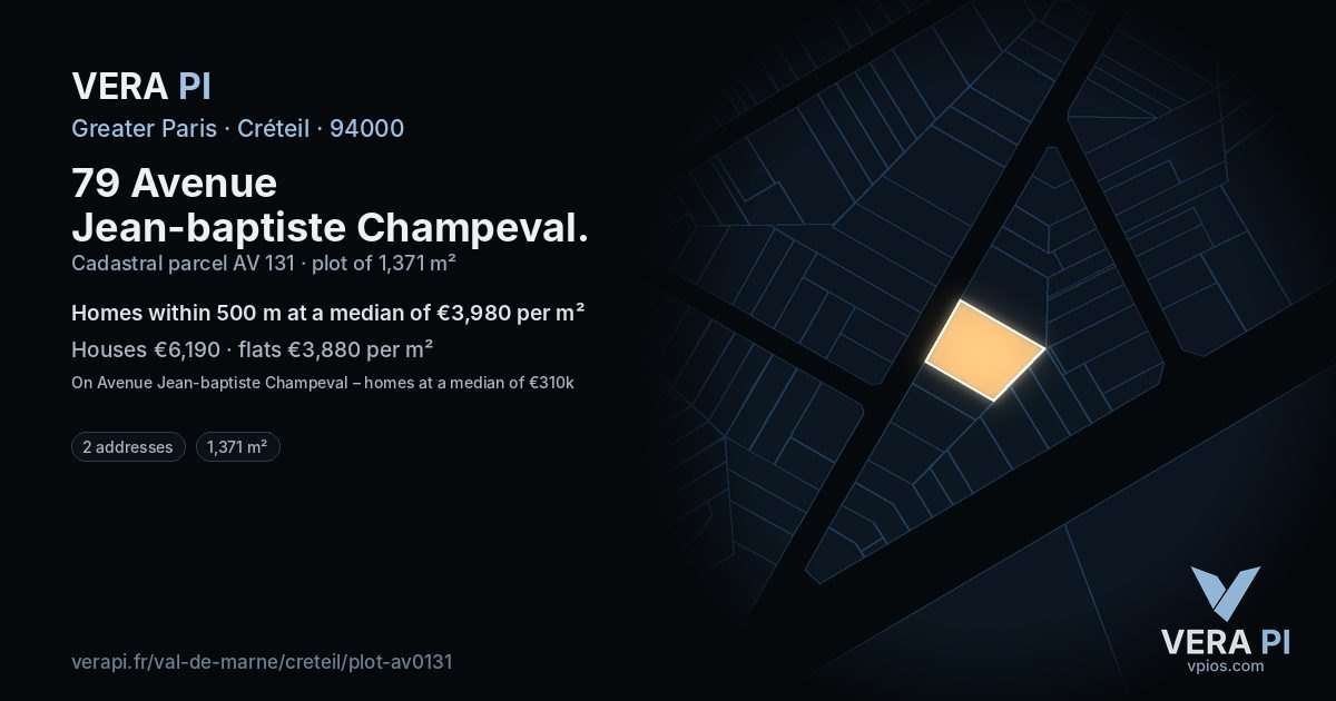 79 Avenue Jean-baptiste Champeval, Créteil at night – the plot lit, the parcels around coloured by the prices near them