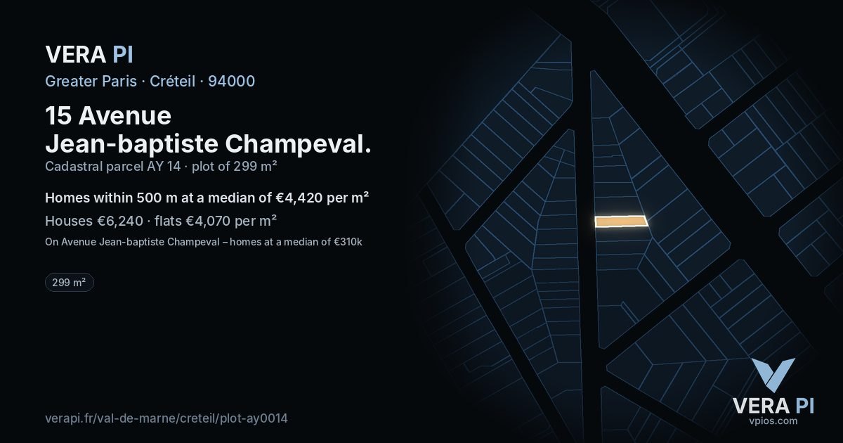 15 Avenue Jean-baptiste Champeval, Créteil at night – the plot lit, the parcels around coloured by the prices near them
