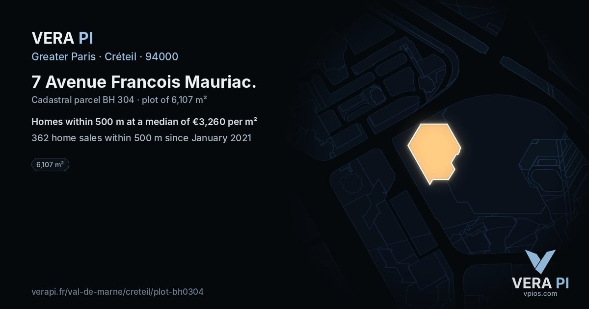 7 Avenue Francois Mauriac, Créteil at night – the plot lit, the parcels around coloured by the prices near them