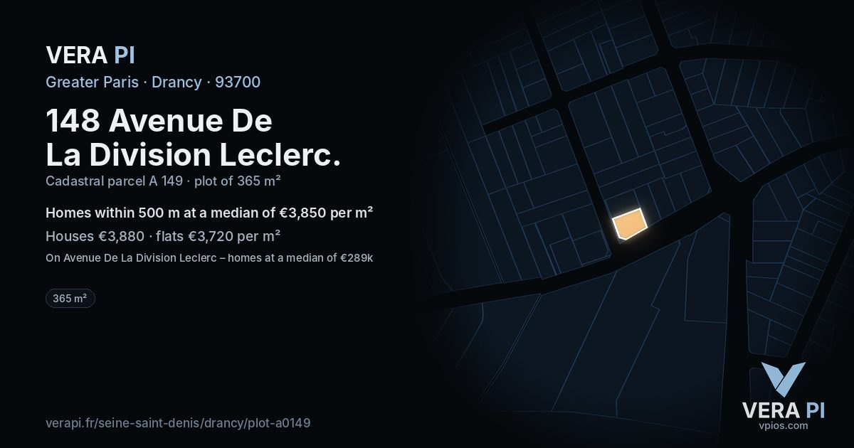 148 Avenue De La Division Leclerc, Drancy at night – the plot lit, the parcels around coloured by the prices near them