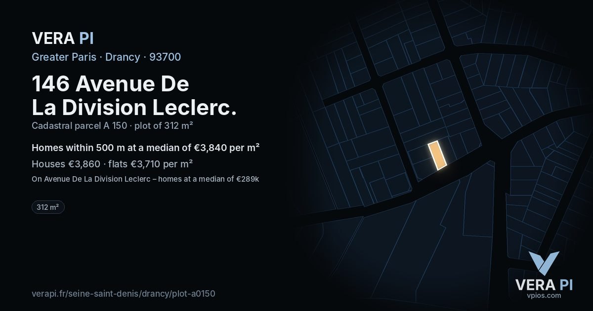 146 Avenue De La Division Leclerc, Drancy at night – the plot lit, the parcels around coloured by the prices near them