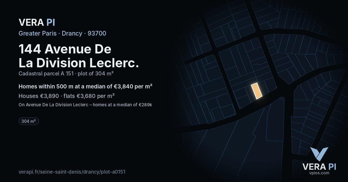 144 Avenue De La Division Leclerc, Drancy at night – the plot lit, the parcels around coloured by the prices near them