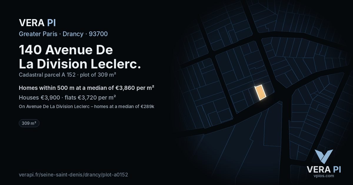 140 Avenue De La Division Leclerc, Drancy at night – the plot lit, the parcels around coloured by the prices near them