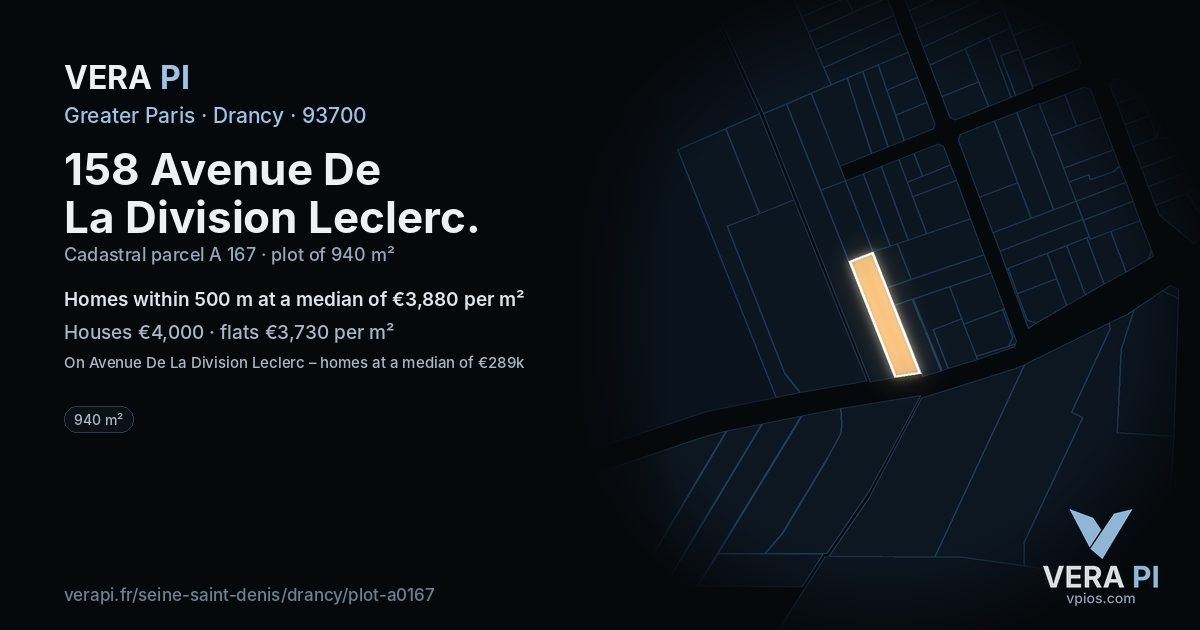 158 Avenue De La Division Leclerc, Drancy at night – the plot lit, the parcels around coloured by the prices near them