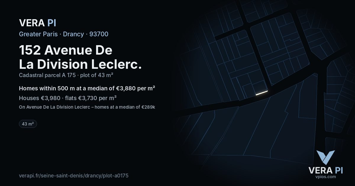 152 Avenue De La Division Leclerc, Drancy at night – the plot lit, the parcels around coloured by the prices near them