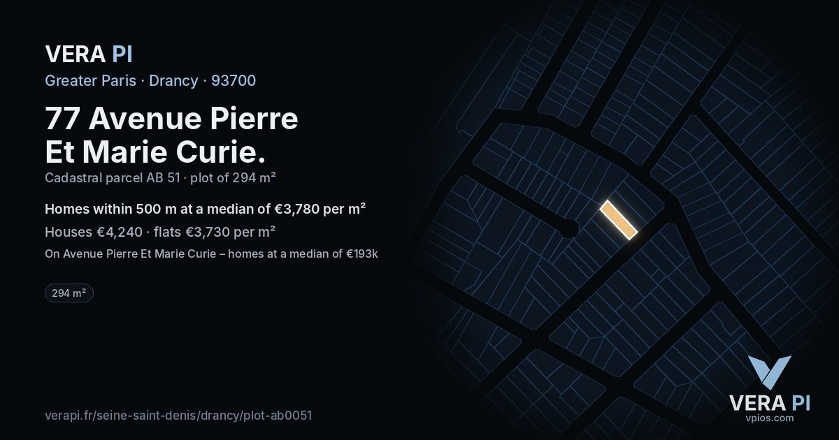 77 Avenue Pierre Et Marie Curie, Drancy at night – the plot lit, the parcels around coloured by the prices near them