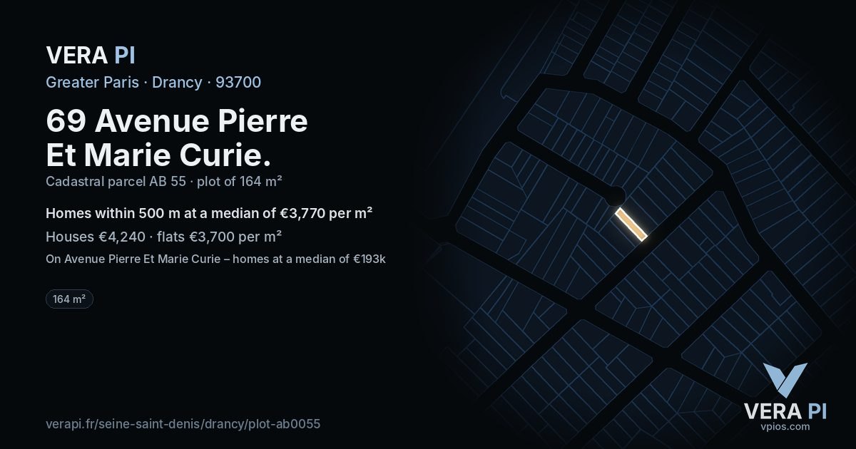 69 Avenue Pierre Et Marie Curie, Drancy at night – the plot lit, the parcels around coloured by the prices near them