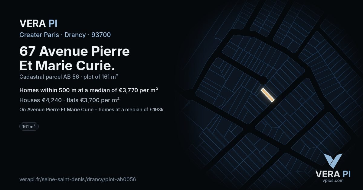 67 Avenue Pierre Et Marie Curie, Drancy at night – the plot lit, the parcels around coloured by the prices near them