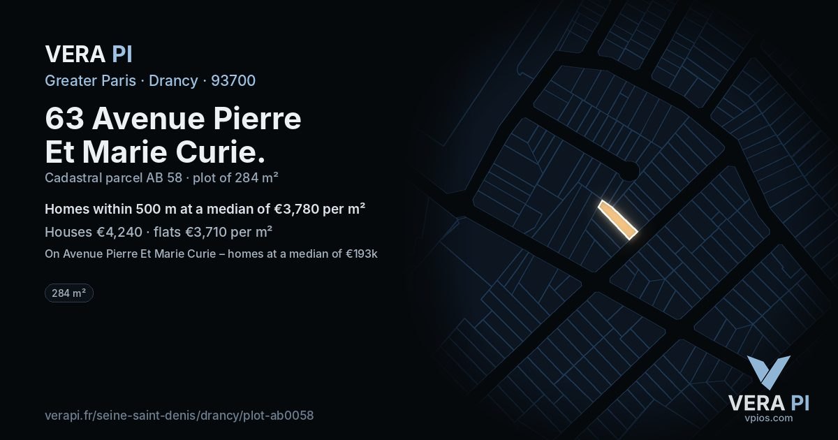 63 Avenue Pierre Et Marie Curie, Drancy at night – the plot lit, the parcels around coloured by the prices near them