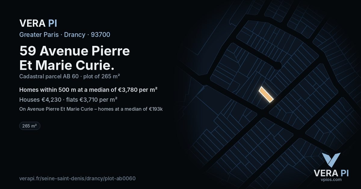 59 Avenue Pierre Et Marie Curie, Drancy at night – the plot lit, the parcels around coloured by the prices near them