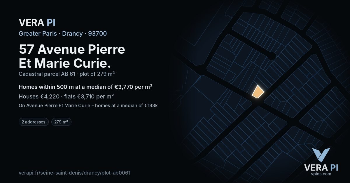 57 Avenue Pierre Et Marie Curie, Drancy at night – the plot lit, the parcels around coloured by the prices near them