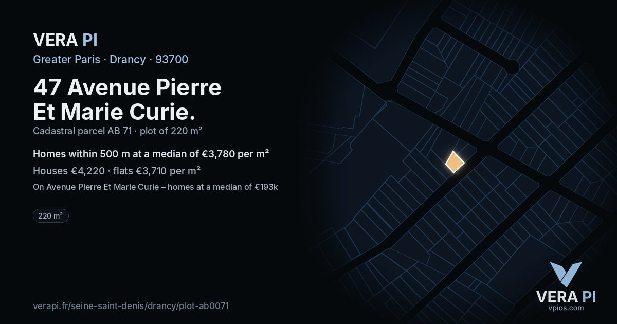47 Avenue Pierre Et Marie Curie, Drancy at night – the plot lit, the parcels around coloured by the prices near them
