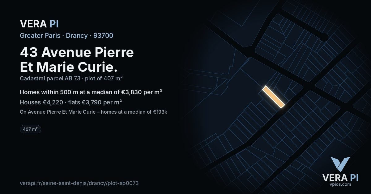 43 Avenue Pierre Et Marie Curie, Drancy at night – the plot lit, the parcels around coloured by the prices near them