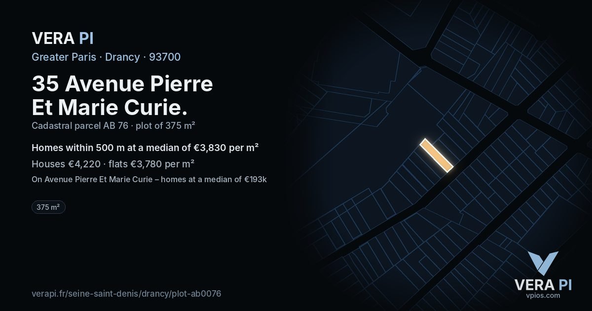 35 Avenue Pierre Et Marie Curie, Drancy at night – the plot lit, the parcels around coloured by the prices near them