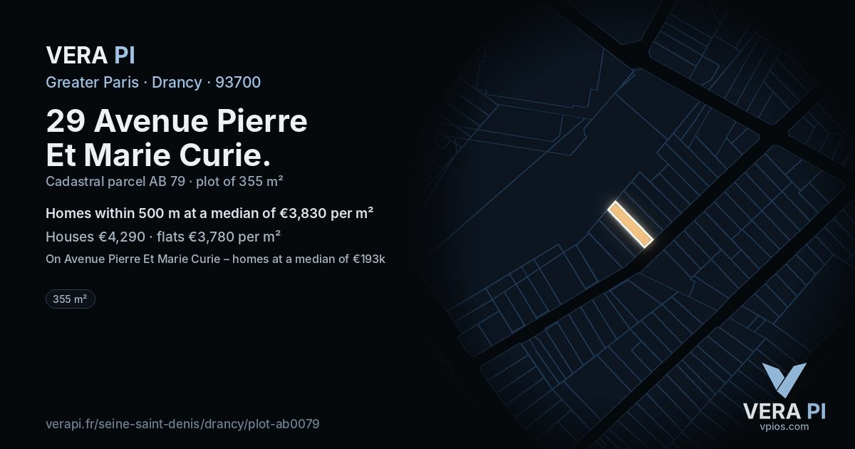 29 Avenue Pierre Et Marie Curie, Drancy at night – the plot lit, the parcels around coloured by the prices near them