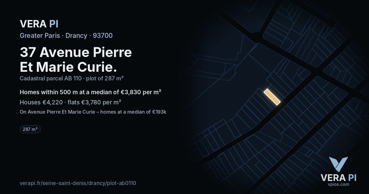 37 Avenue Pierre Et Marie Curie, Drancy at night – the plot lit, the parcels around coloured by the prices near them