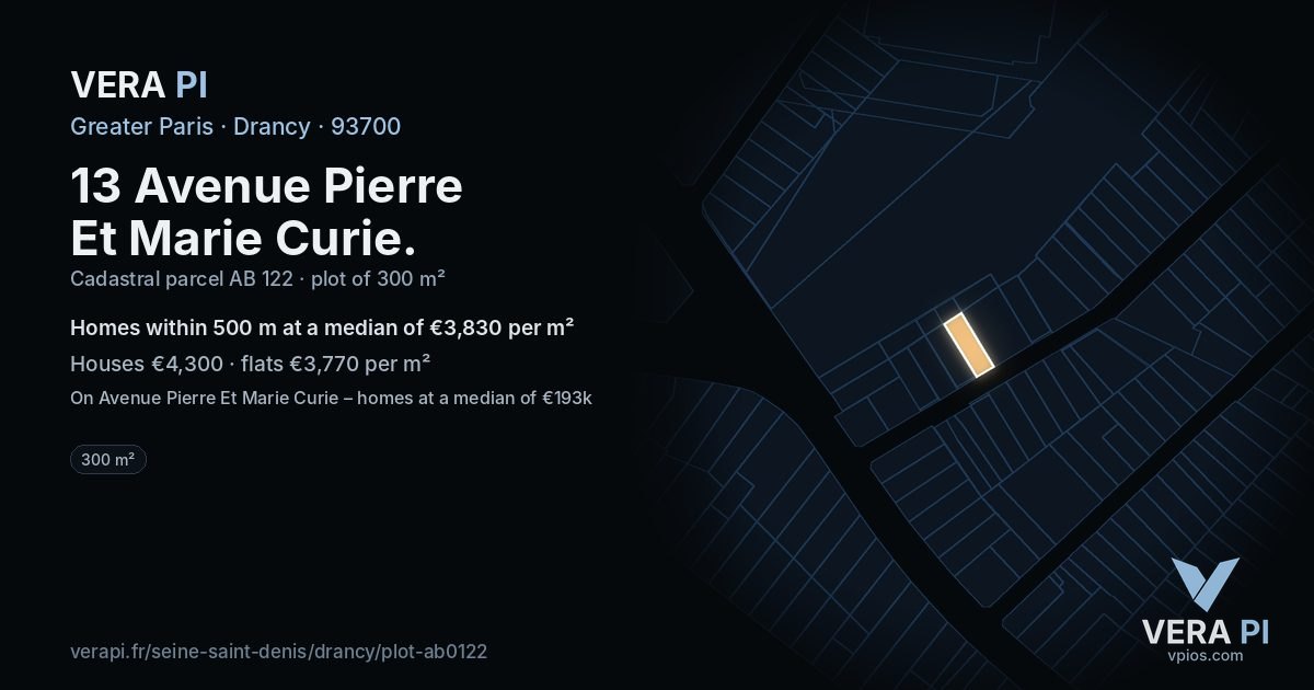 13 Avenue Pierre Et Marie Curie, Drancy at night – the plot lit, the parcels around coloured by the prices near them