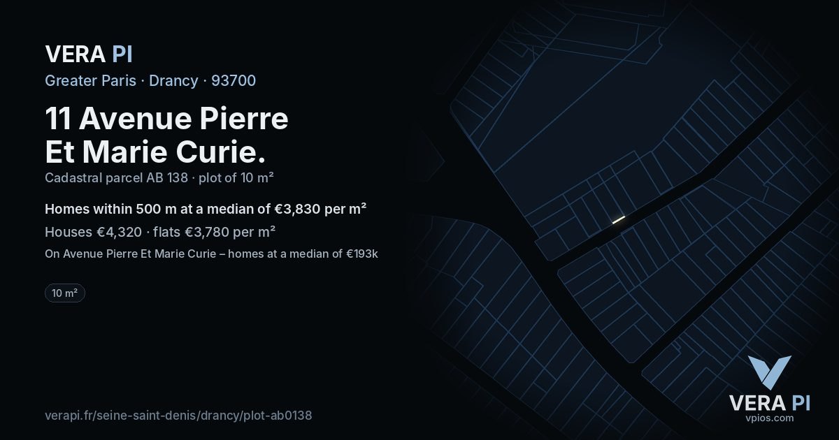11 Avenue Pierre Et Marie Curie, Drancy at night – the plot lit, the parcels around coloured by the prices near them
