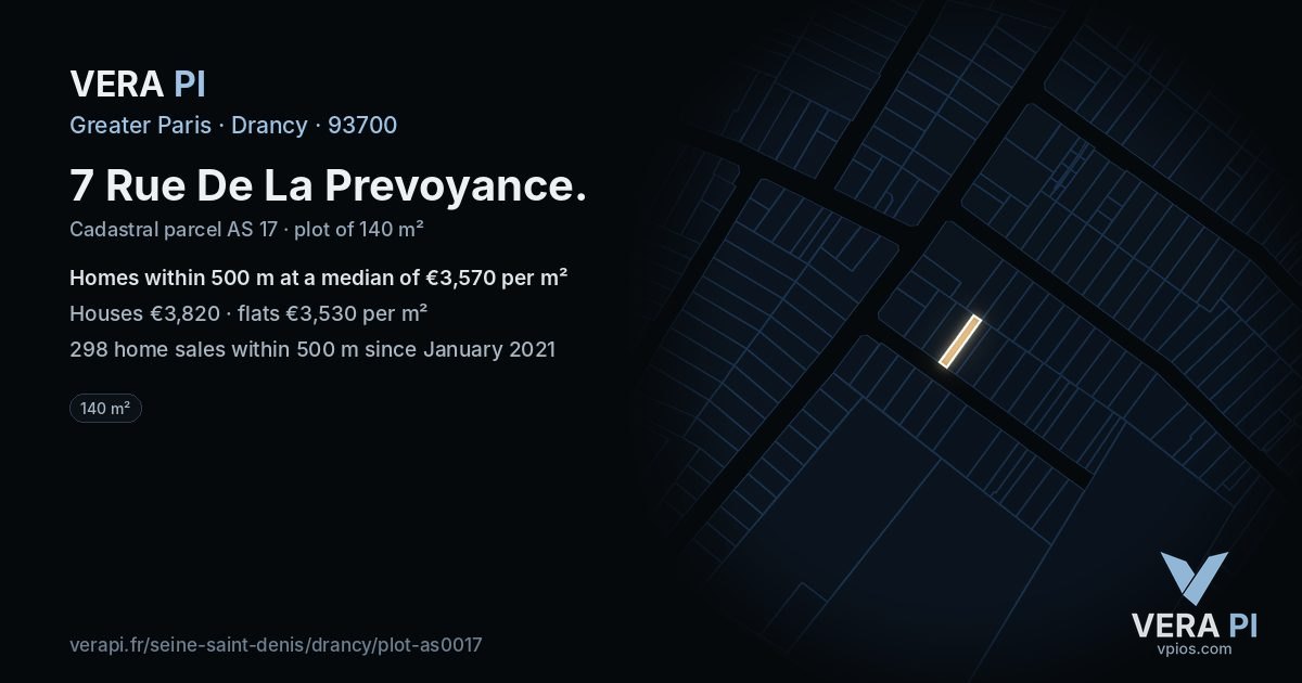 7 Rue De La Prevoyance, Drancy at night – the plot lit, the parcels around coloured by the prices near them