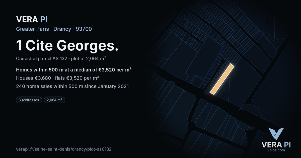 1 Cite Georges, Drancy at night – the plot lit, the parcels around coloured by the prices near them