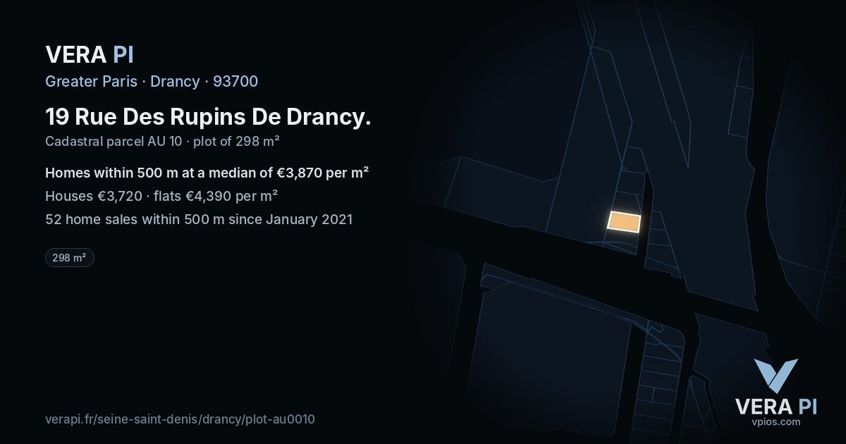 19 Rue Des Rupins De Drancy, Drancy at night – the plot lit, the parcels around coloured by the prices near them