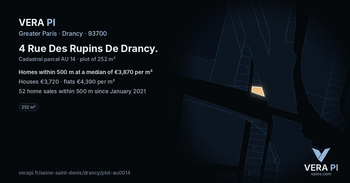 4 Rue Des Rupins De Drancy, Drancy at night – the plot lit, the parcels around coloured by the prices near them