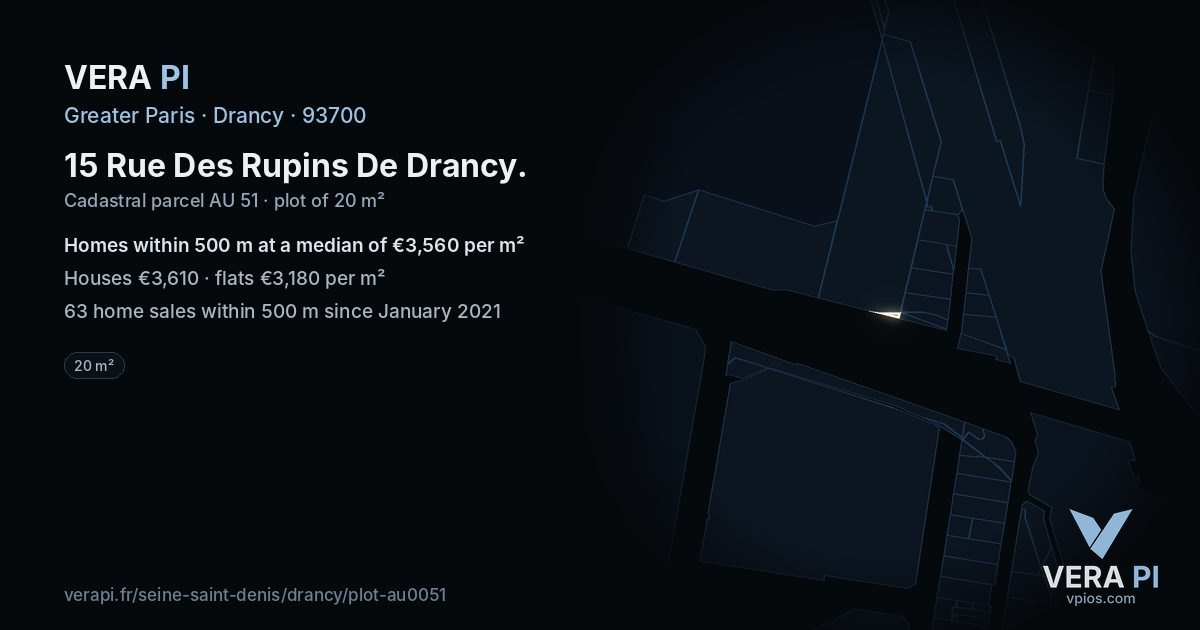 15 Rue Des Rupins De Drancy, Drancy at night – the plot lit, the parcels around coloured by the prices near them