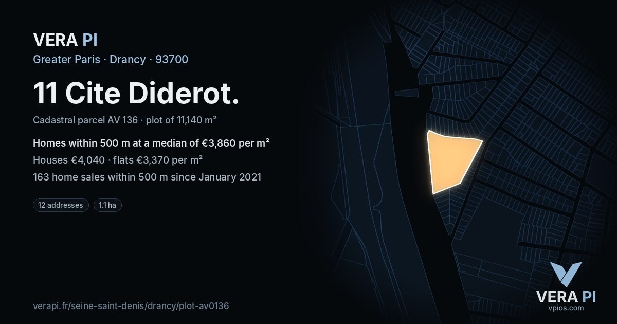 11 Cite Diderot, Drancy at night – the plot lit, the parcels around coloured by the prices near them