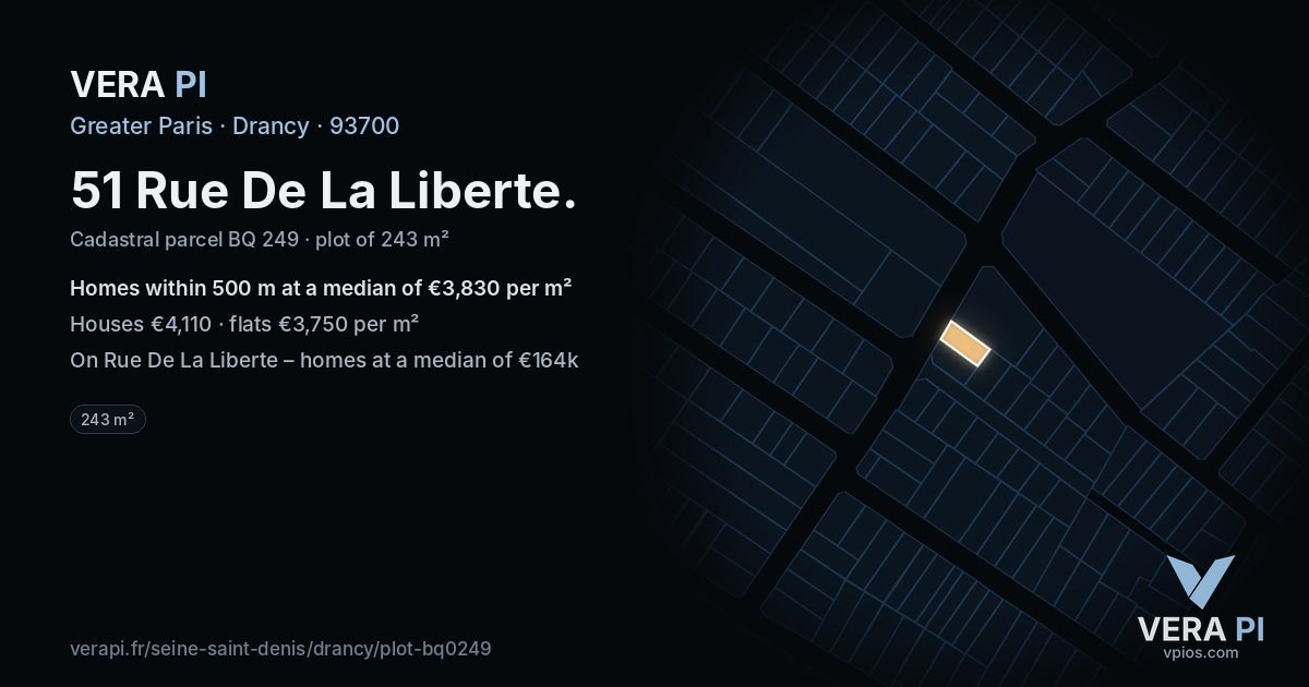 51 Rue De La Liberte, Drancy at night – the plot lit, the parcels around coloured by the prices near them