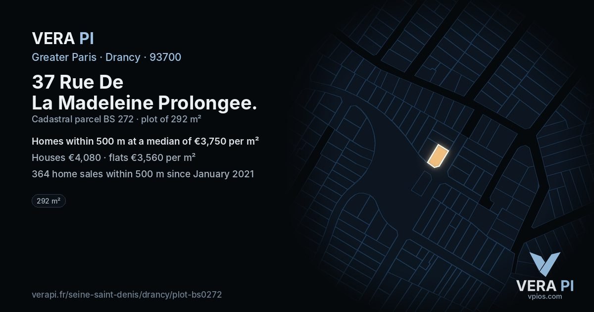 37 Rue De La Madeleine Prolongee, Drancy at night – the plot lit, the parcels around coloured by the prices near them