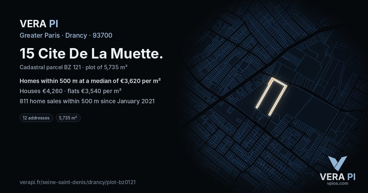 15 Cite De La Muette, Drancy at night – the plot lit, the parcels around coloured by the prices near them