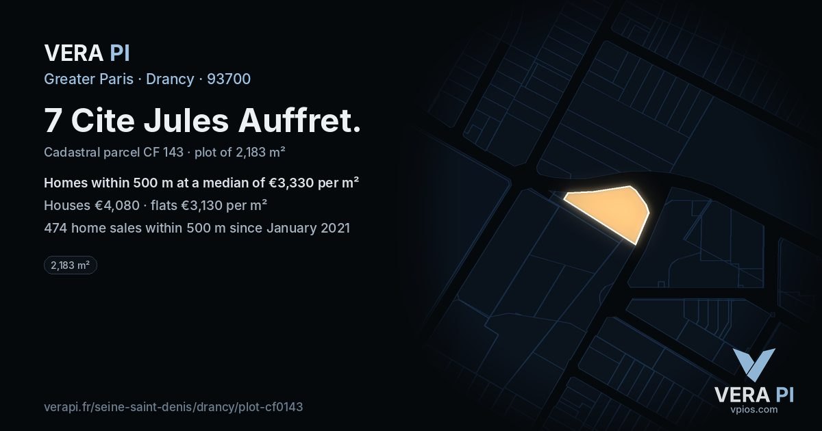 7 Cite Jules Auffret, Drancy at night – the plot lit, the parcels around coloured by the prices near them