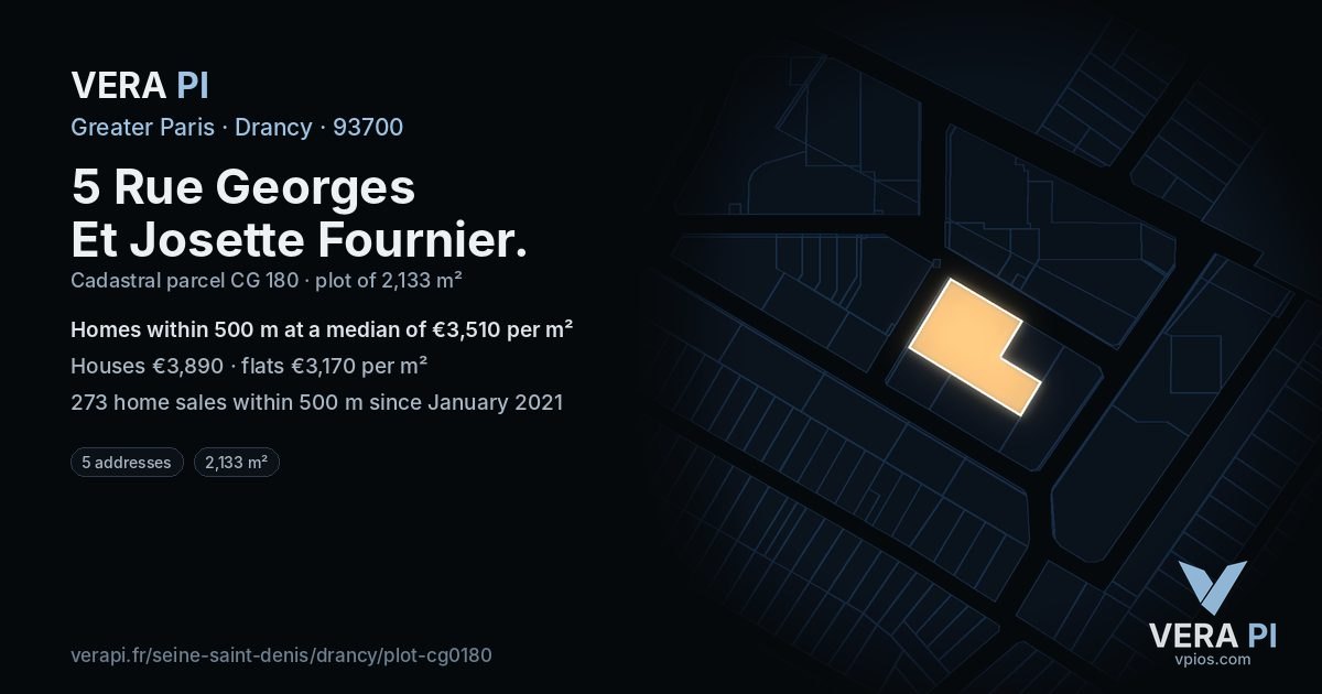 5 Rue Georges Et Josette Fournier, Drancy at night – the plot lit, the parcels around coloured by the prices near them