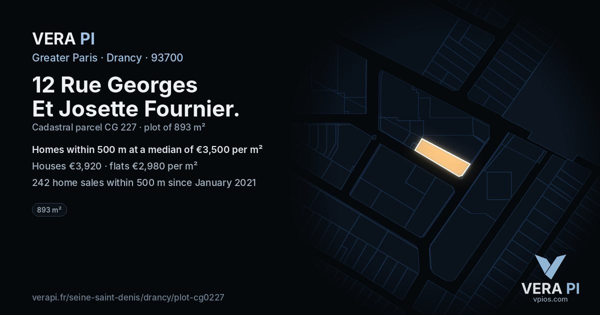 12 Rue Georges Et Josette Fournier, Drancy at night – the plot lit, the parcels around coloured by the prices near them