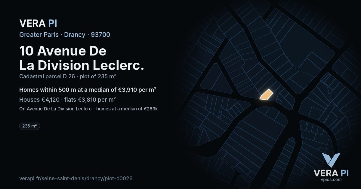10 Avenue De La Division Leclerc, Drancy at night – the plot lit, the parcels around coloured by the prices near them