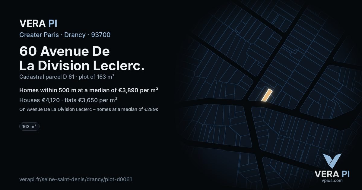 60 Avenue De La Division Leclerc, Drancy at night – the plot lit, the parcels around coloured by the prices near them