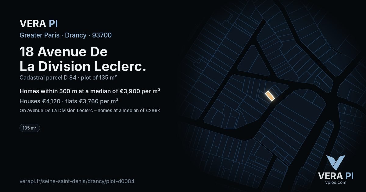 18 Avenue De La Division Leclerc, Drancy at night – the plot lit, the parcels around coloured by the prices near them