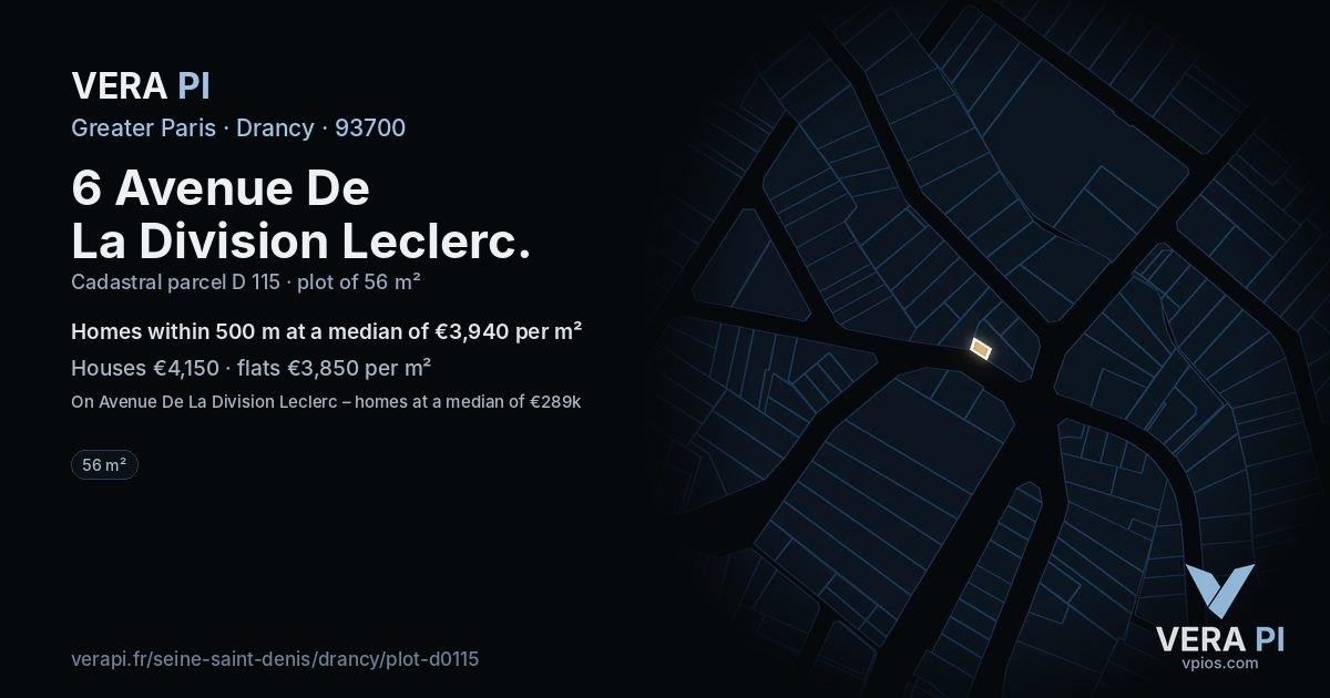 6 Avenue De La Division Leclerc, Drancy at night – the plot lit, the parcels around coloured by the prices near them