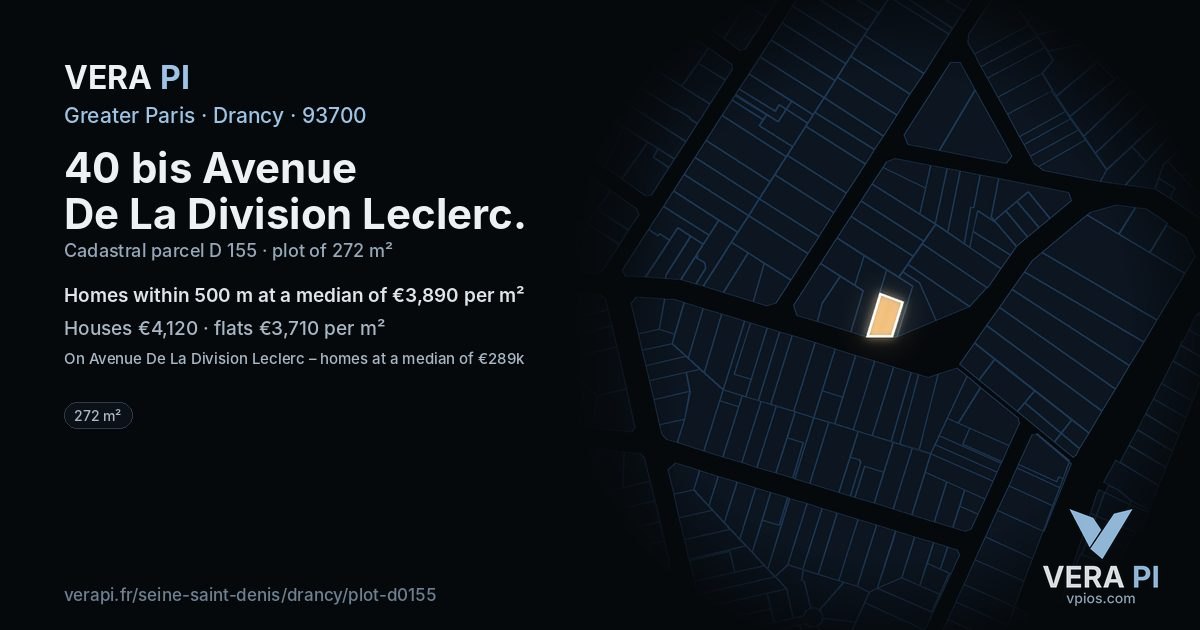 40 bis Avenue De La Division Leclerc, Drancy at night – the plot lit, the parcels around coloured by the prices near them
