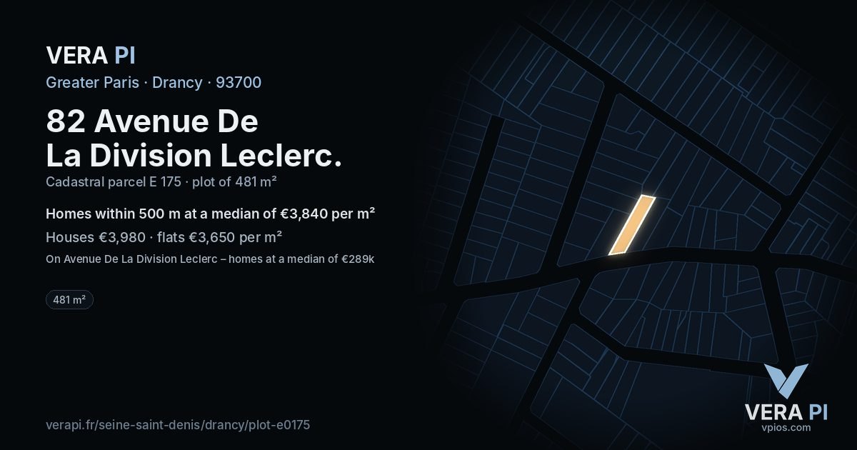 82 Avenue De La Division Leclerc, Drancy at night – the plot lit, the parcels around coloured by the prices near them