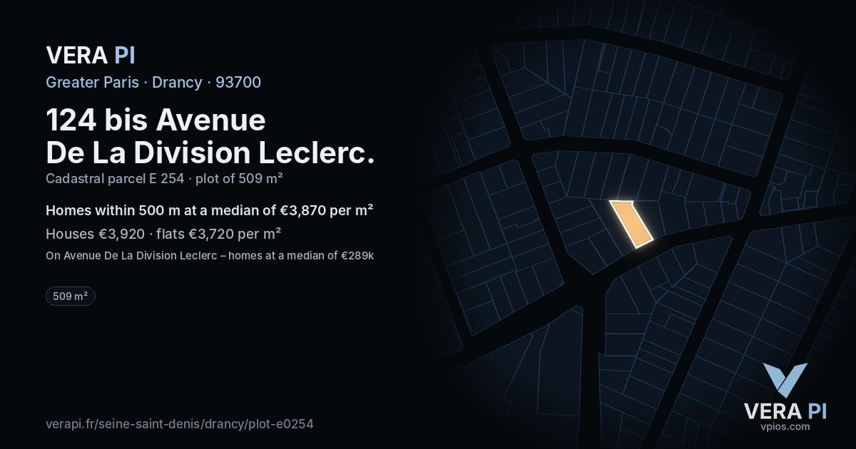 124 bis Avenue De La Division Leclerc, Drancy at night – the plot lit, the parcels around coloured by the prices near them