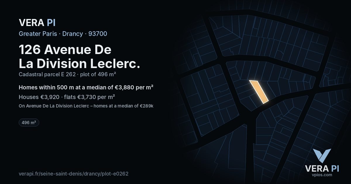 126 Avenue De La Division Leclerc, Drancy at night – the plot lit, the parcels around coloured by the prices near them