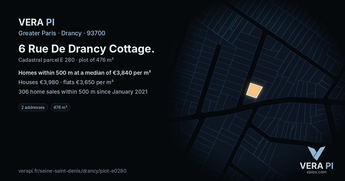 6 Rue De Drancy Cottage, Drancy at night – the plot lit, the parcels around coloured by the prices near them