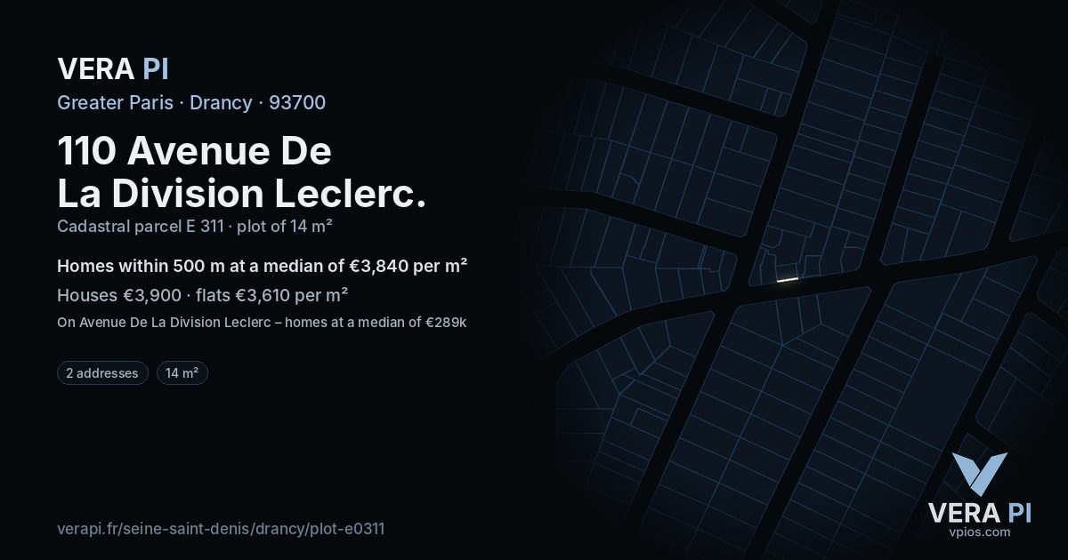 110 Avenue De La Division Leclerc, Drancy at night – the plot lit, the parcels around coloured by the prices near them