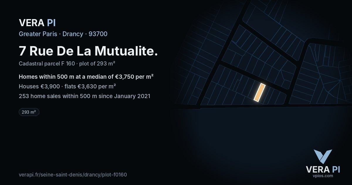 7 Rue De La Mutualite, Drancy at night – the plot lit, the parcels around coloured by the prices near them